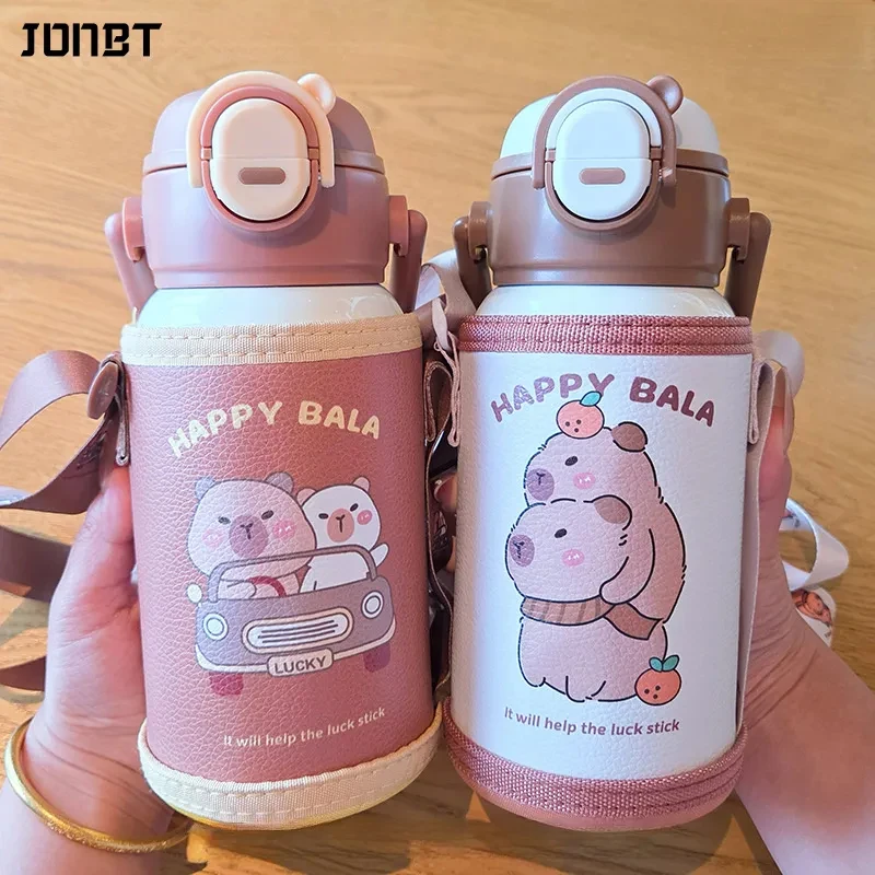 

Kapipala Children Thermos Bottle For Girl Boys Cute Double Drinking Insulated Cup Portable Stainless Thermal Cup With Cup Sleeve
