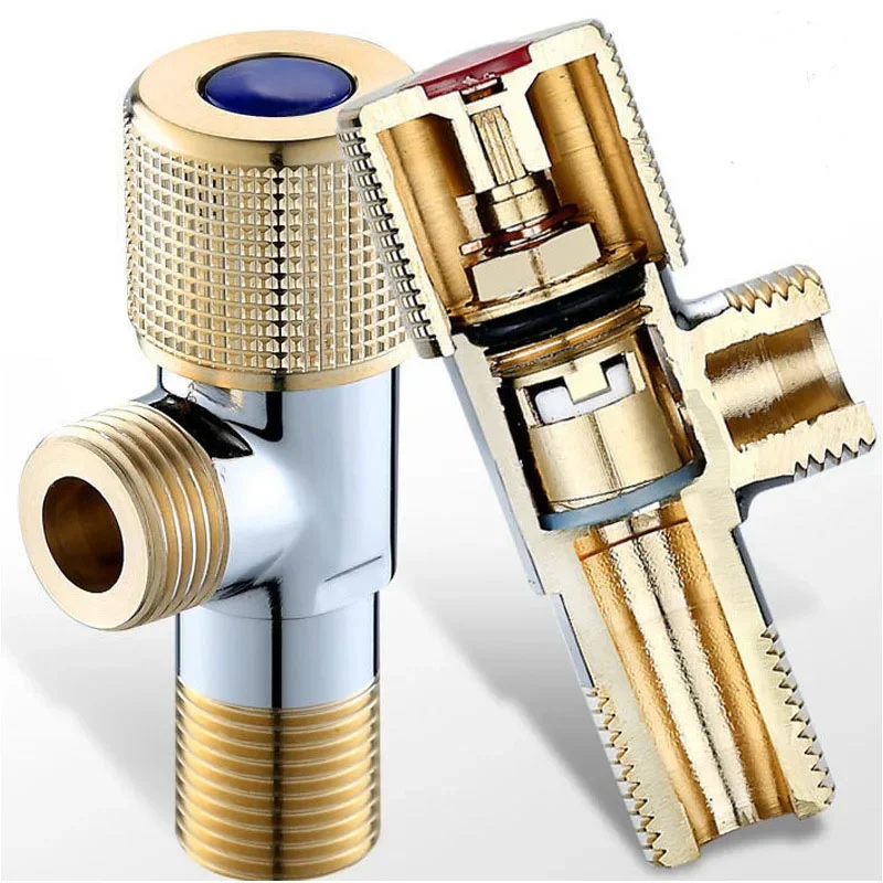 

1/2 Brass Angle Valve Stop Cock, Explosion Leak Rust Proof Water Tap Shut Off Valve for Bathroom Sink Kitchen
