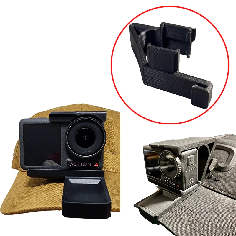 1PCS Sports Camera Hat Mount Clip 3D-Printed Fixing Holder Compatible with DJI OSMO Action 3/4/5 for First-Person POV Shooting