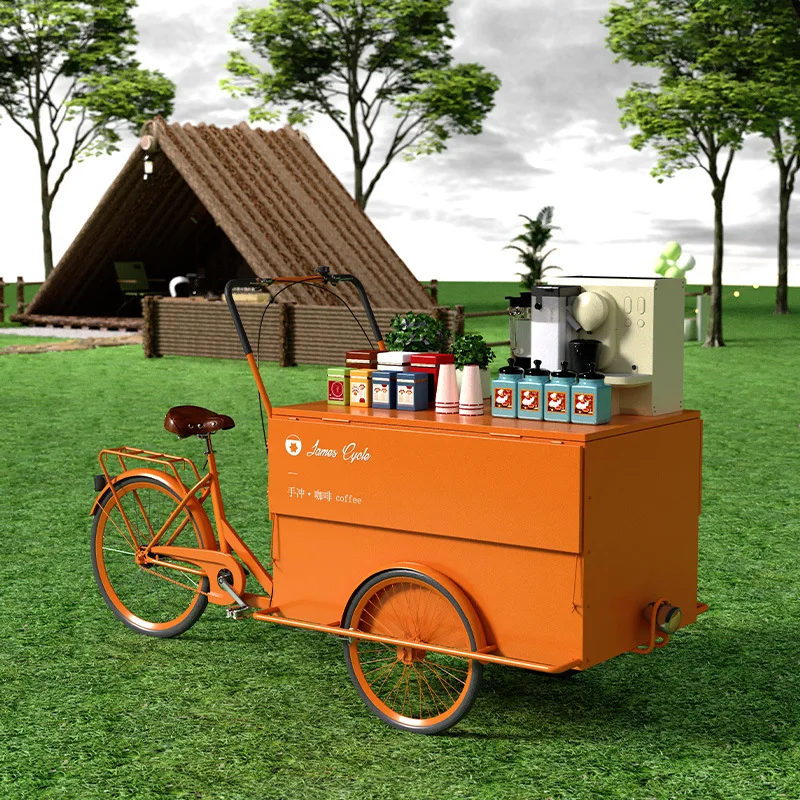 Snack truck stall night market three-wheeled cart with umbrella coffee driver dining car