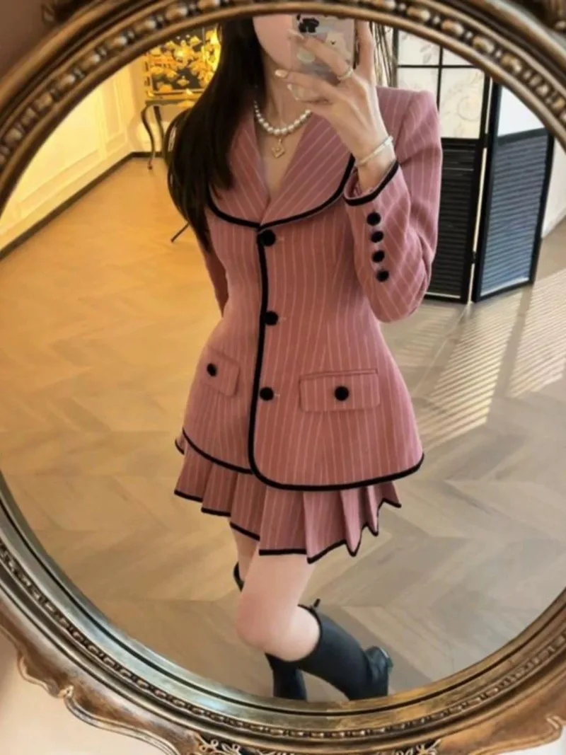 

Женский топ с завязками на талии во французском клетку, осенне-зимний стиль, юбка с высокой талией в студенческом стиле, комплект из двух предметов, женская одежда