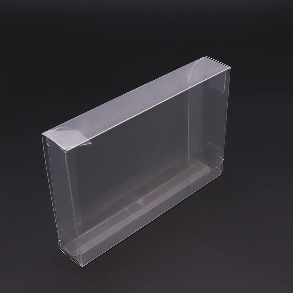 Clear transparent Protector Case CIB games plastic PET Protection Box for SNES For N-6-4 game boxes