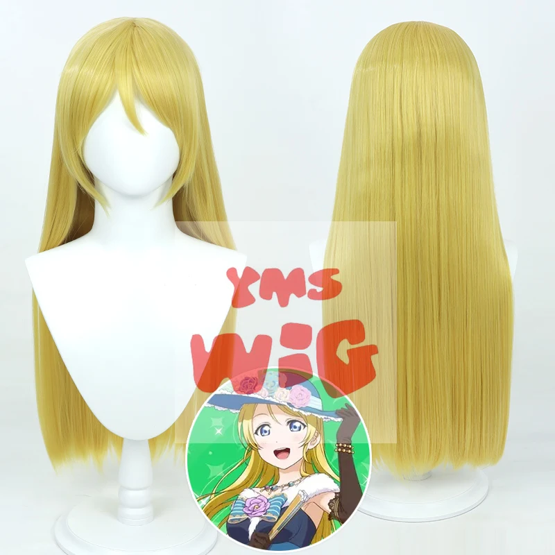 Lovelive! Love Live Eli Ayase Ellie Cosplay Wig 70cm Long Golden Yellow Straight Heat Resistant Synthetic Hair Halloween