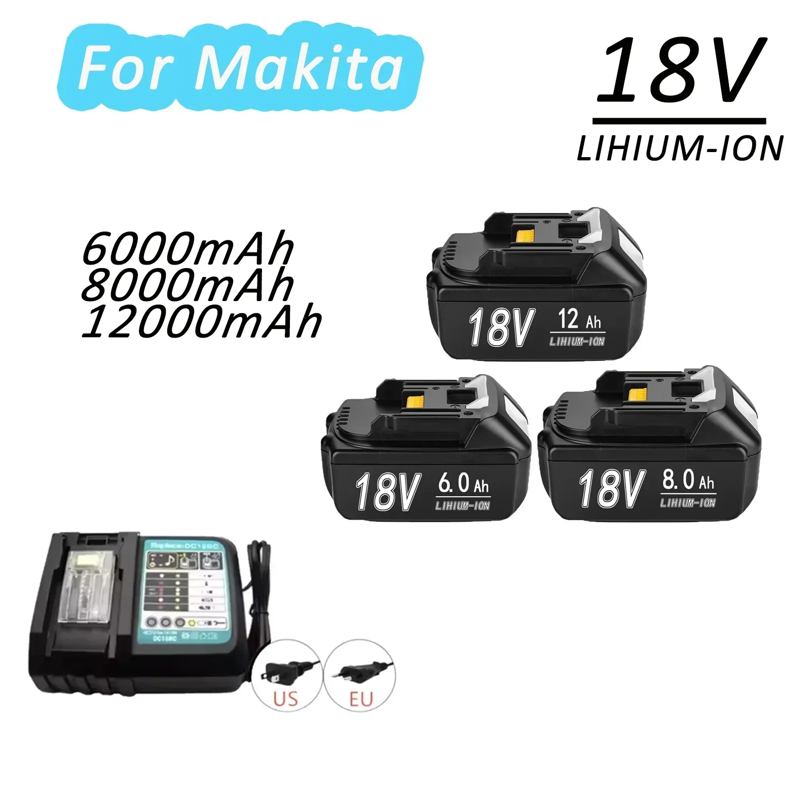 

BL1860B BL1860 BL1850 18V Li-ion Battery Replacement for Makita Power Tools with 12000mAh Capacity tosaerba a batteria