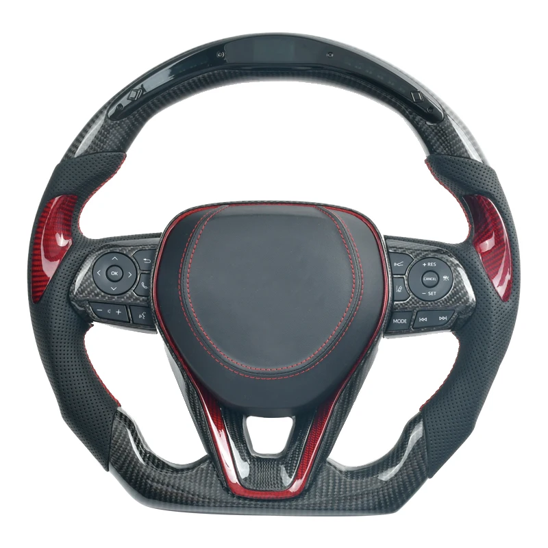 

Customised Carbon Fiber Steering Wheel For Toyota Camry XV70 2018 2019 2020 Rav4 RAV-4 RAV 4 Corolla G12 Axio Altis Red Strip