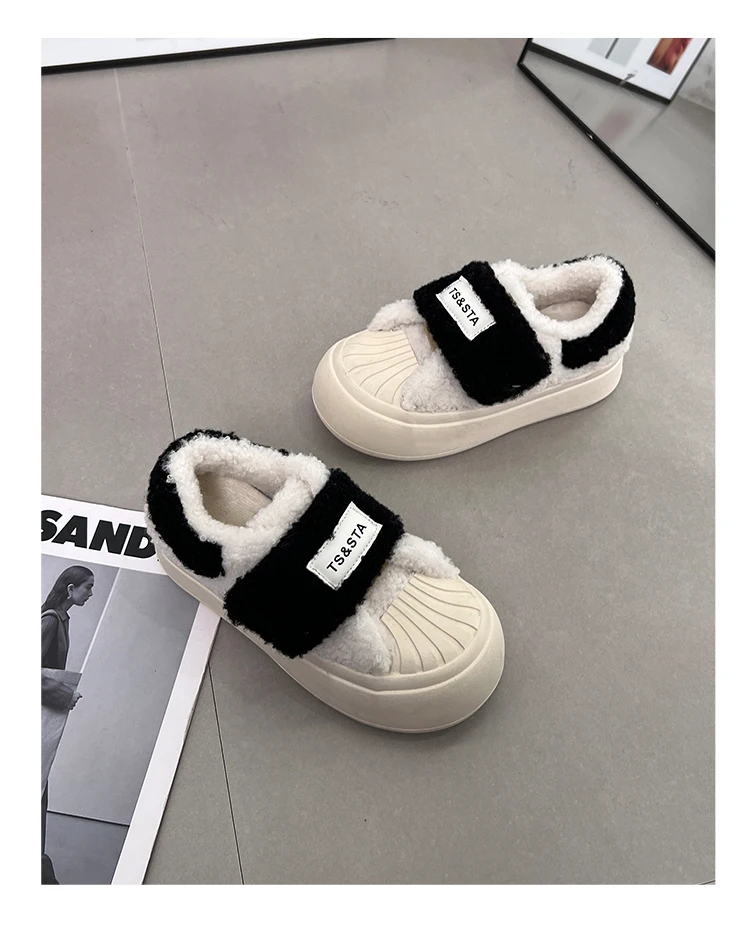 Winter Women Breathable Warm Sneakers White Wool Shoes Thick Heel Shell Sneakers Casual Running Platform Y2K Lolita Shell Shoes