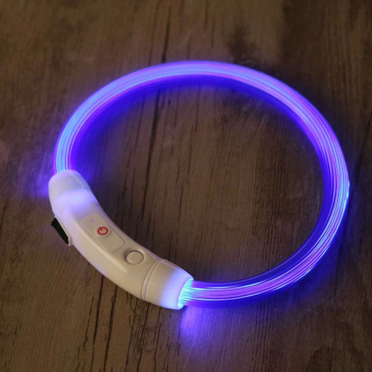 

Glowing LED Pet Collar 35Cm Blue Flashing Light Up Necklace Rechargeable Waterproof Adjustable for Dogs Cats Night Hiking