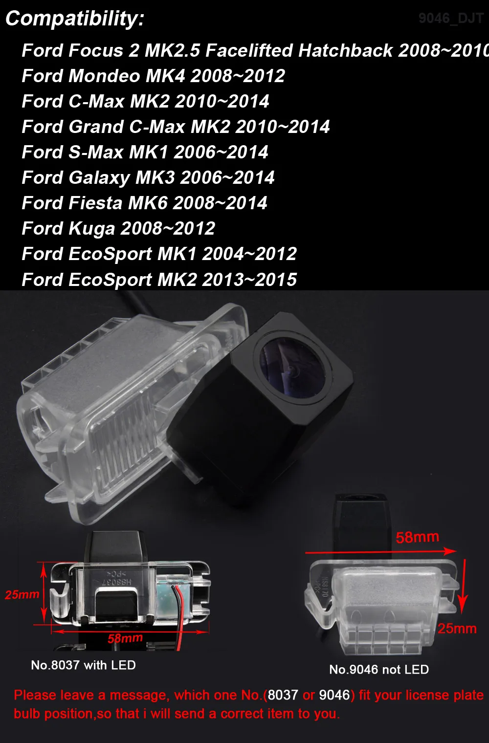 HD Car rear view Camera  For Ford Focus/Fiesta/Mondeo MK4/S-Max/Kuga/Galaxy MK3/EcoSport MK1/Grand C-Max MK2