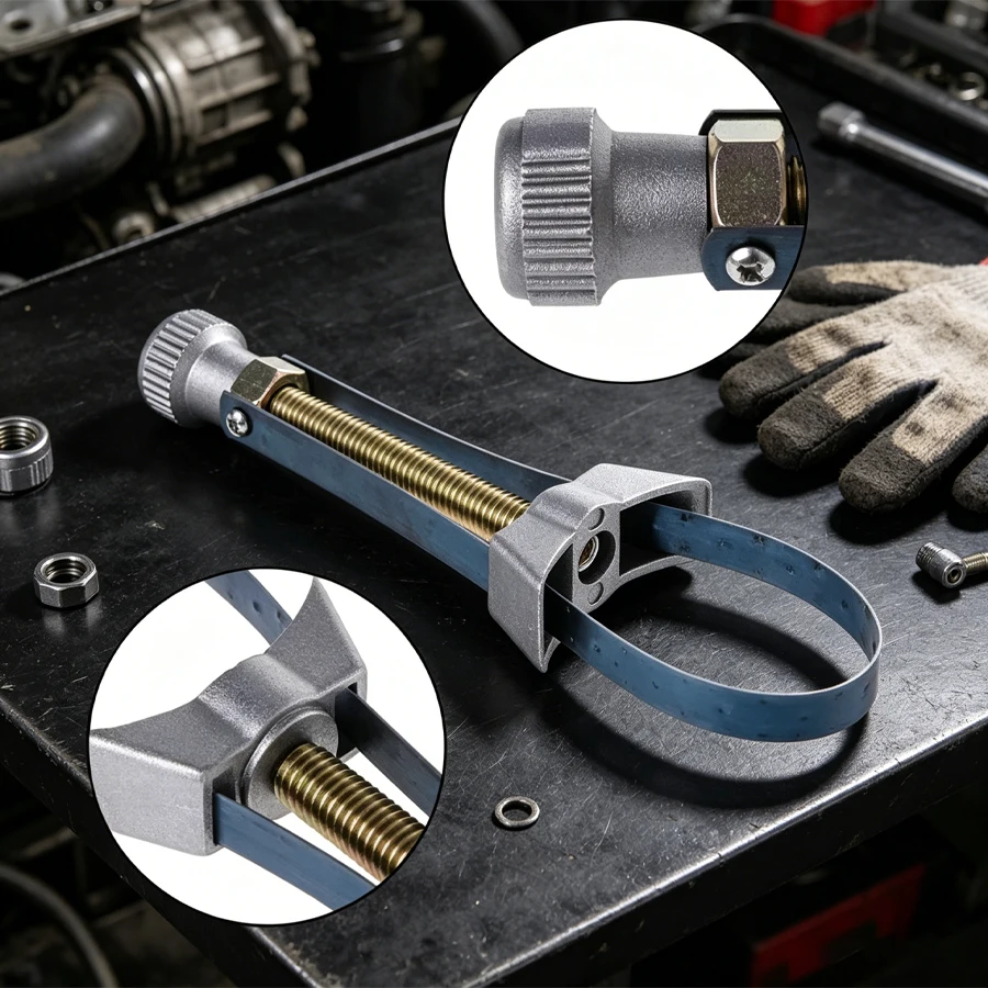 

Hand Tools Car Oil Filter Removal Tool Adjustable 60mm To120mm Diameter Steel Strap Wrench