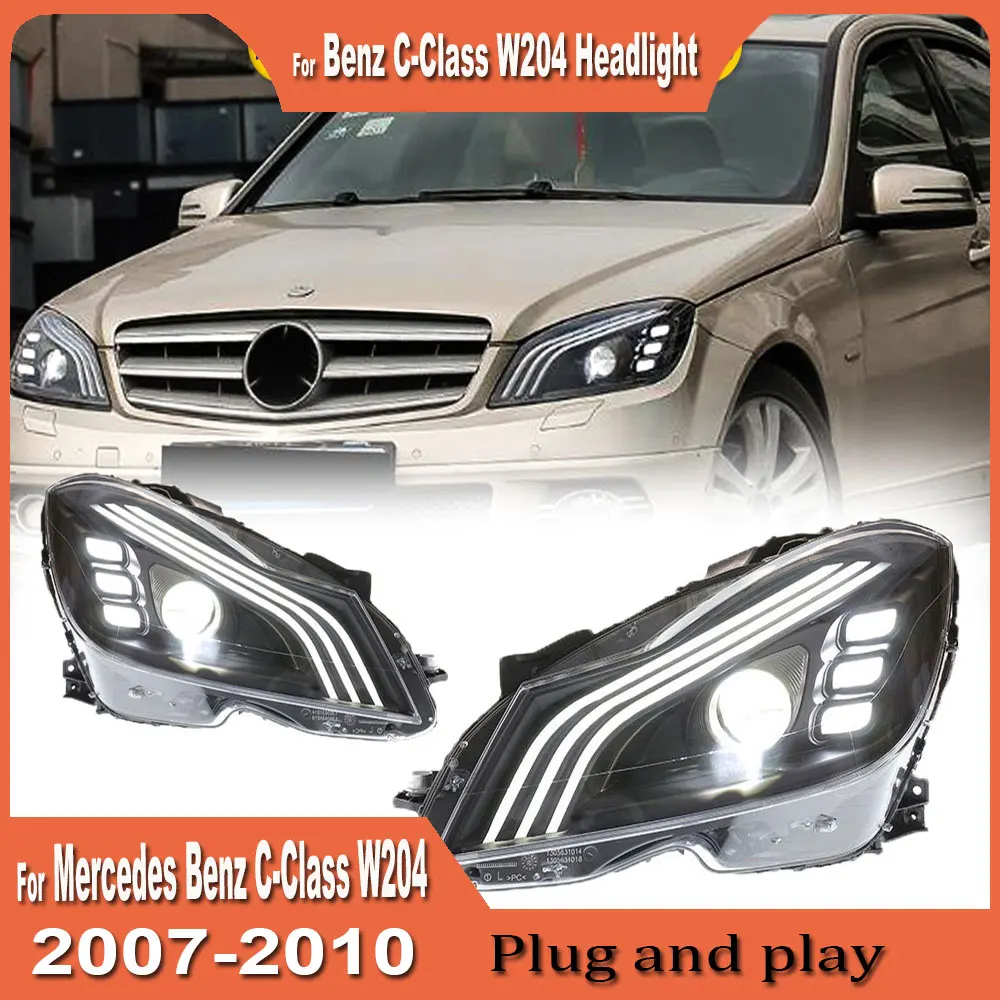 Car LED Front Lights For Benz C Class W204 Headlights 2007-2010 C260 C200 LED Headlight DRL Turn Signal Modified Car Accessories