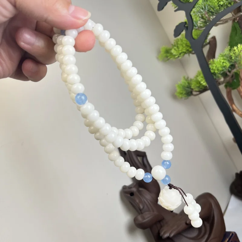 White Jade Bodhi Root 108 Bodhi Seed Buddha Beads Men and Women All-Matching Necklace Bracelet