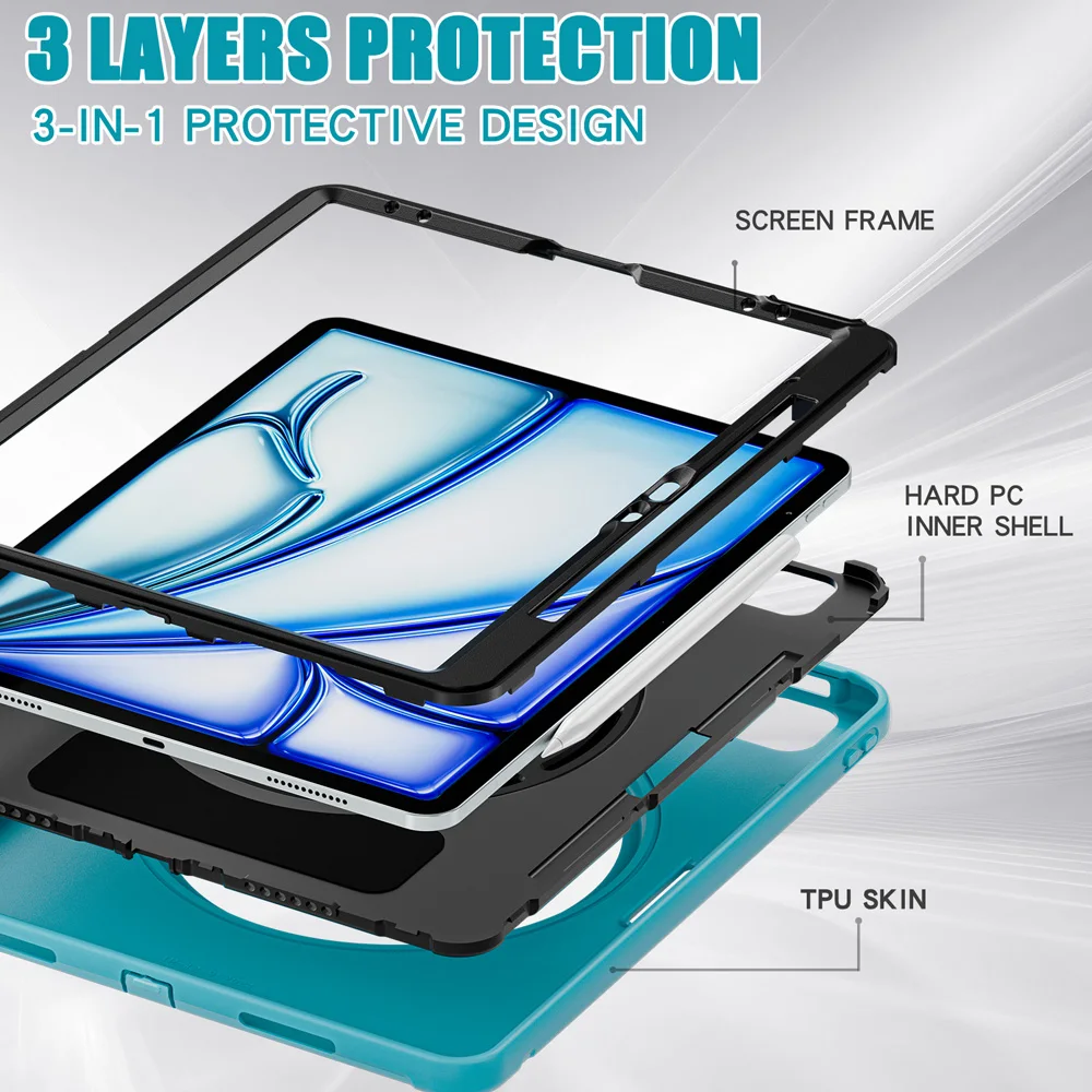 حافظات الكمبيوتر اللوحي المحمولة لجهاز iPad Air13 Air 13 2025 2024 M3 حافظة iPad Pro 12.9 2022/2020/2021/2018 غطاء حامل دوار PC غلاف من البولي يوريثان #4