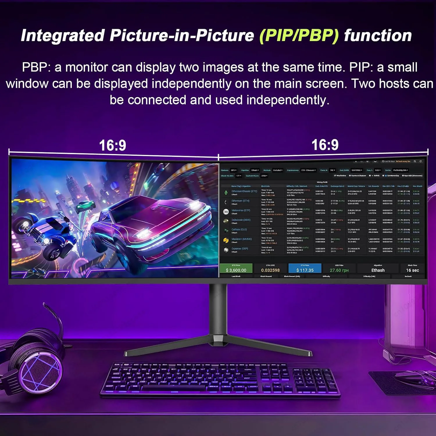 49 Inch Ultra-High Resolution 5120*1440 E-Sports Gaming LED PC Monitor Widescreen 120Hz 180Hz 240Hz 1ms HDR Curved Computer DP