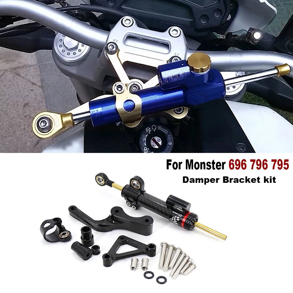 

New Motorcycle Steering Damper Stabilizer & Bracket Mount Kit For Ducati Monster 696 796 795 2008-