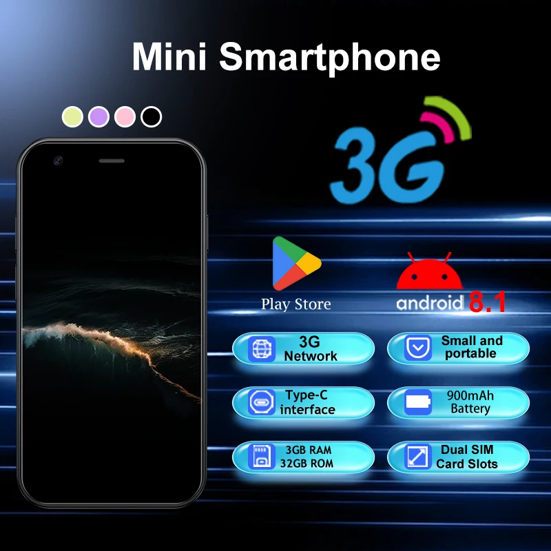 Mini 24 3-inch Mini Android Smartphone 3G Dual SIM Phone 3GB+32GB Supports Children's Pocket Portable Phone Gift