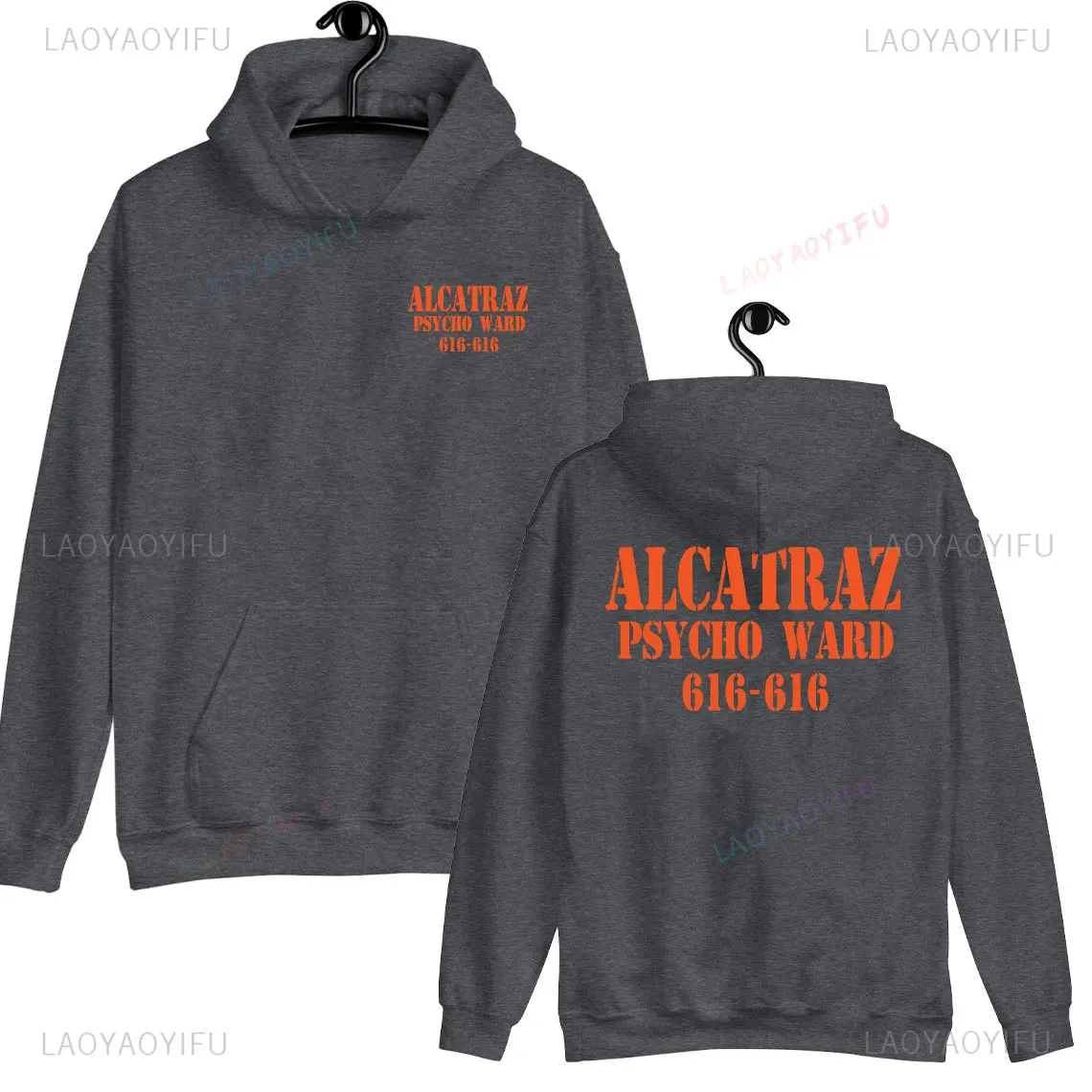 Unisex Alcatraz Psycho Ward 616 Hoodie Front and Back Printed Sweatshirt Prisoner Costume Casual Hooded Pullover For Men Women