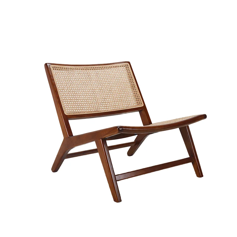 Scandinavian-style luxury modern lounge chair in velvet fabric, American solid ash wood rattan design, suitable for apartment