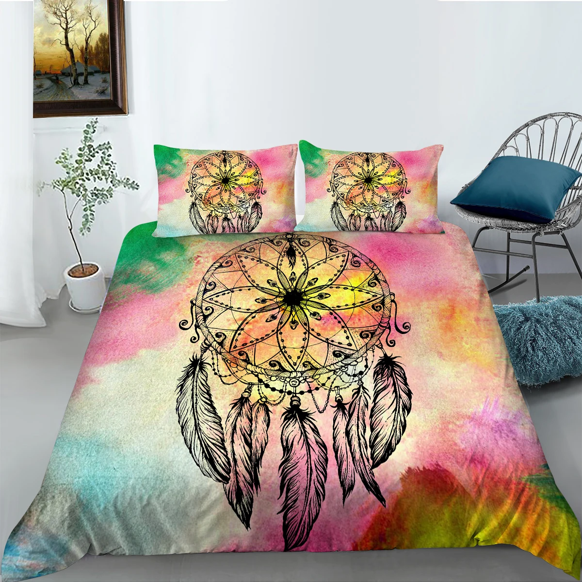 

3D Bedding Set Dream Catcher Duvet Cover Cartoon Print Comforter Cover Set Home Quilt Cover