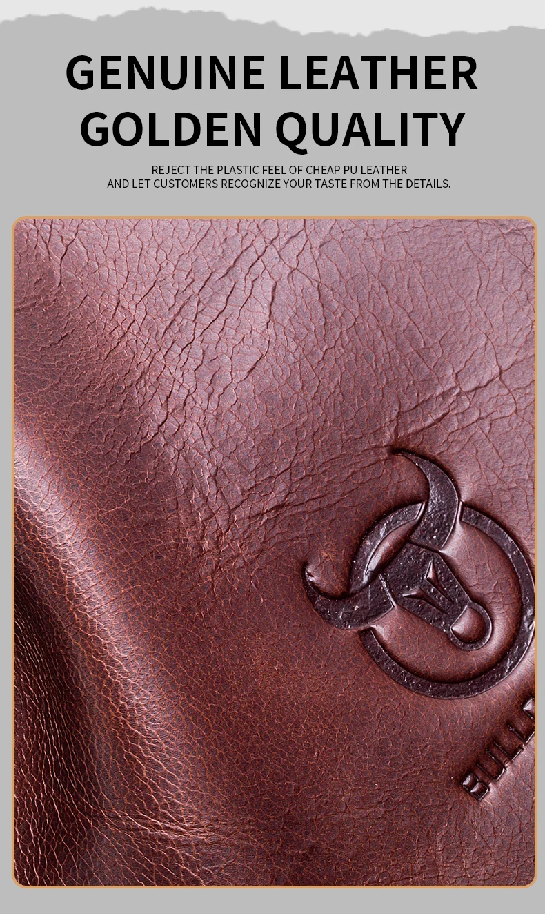 BULLCAPTAIN Geldbörse Retro Vintage Geldbörse Europäischer und Amerikanischer Horizontaler Stil Echtes Leder RFID Münz- und Kartenhalter Geldbörsen – Detail 10