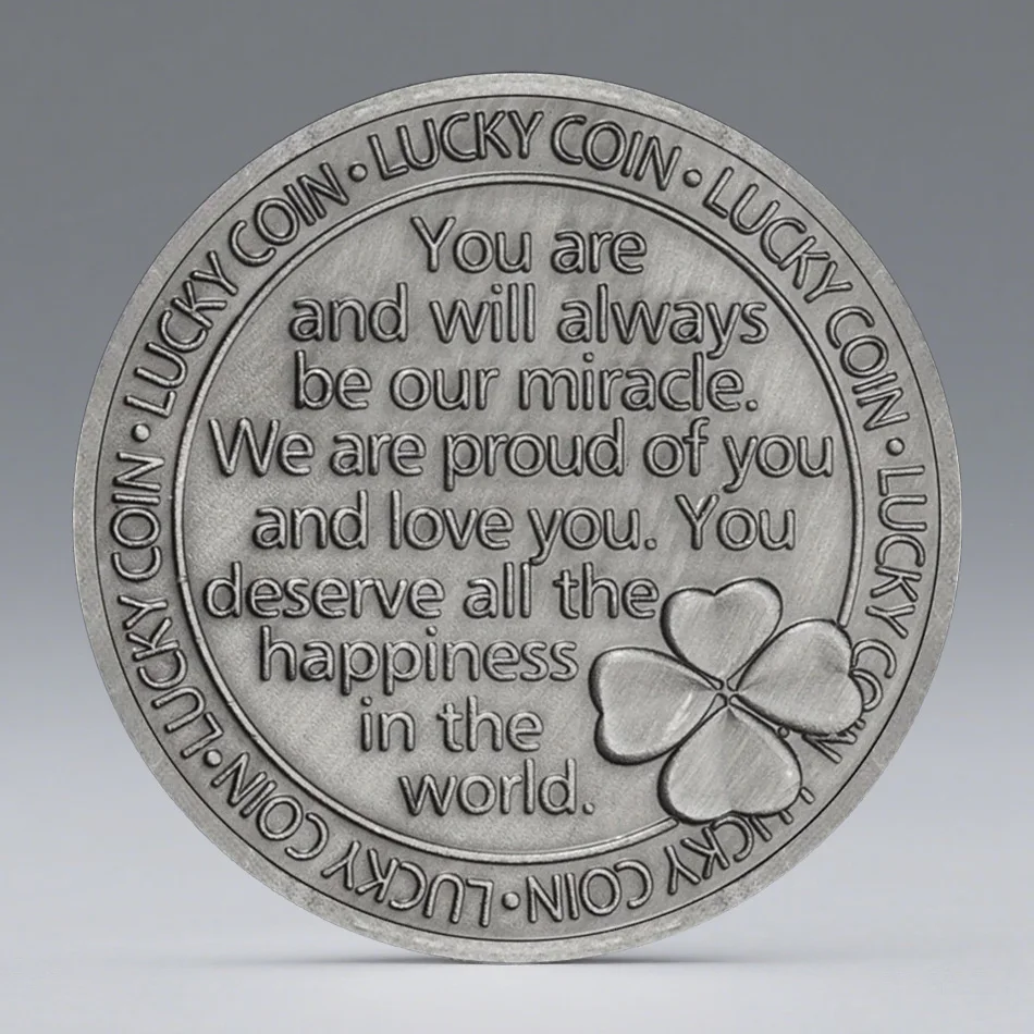 Darling Daughter Lucky Coin Creative Gift Bronze Plated Souvenir Coin Four Leafs Clover Commemorative Coins
