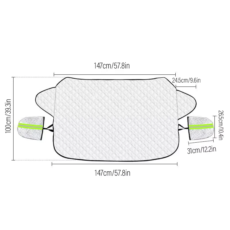 All-Season Front Windshield Shield, Snow & Frost Resistant Car Glass Cover, UV Blocking Thermal Insulation Exterior Protector