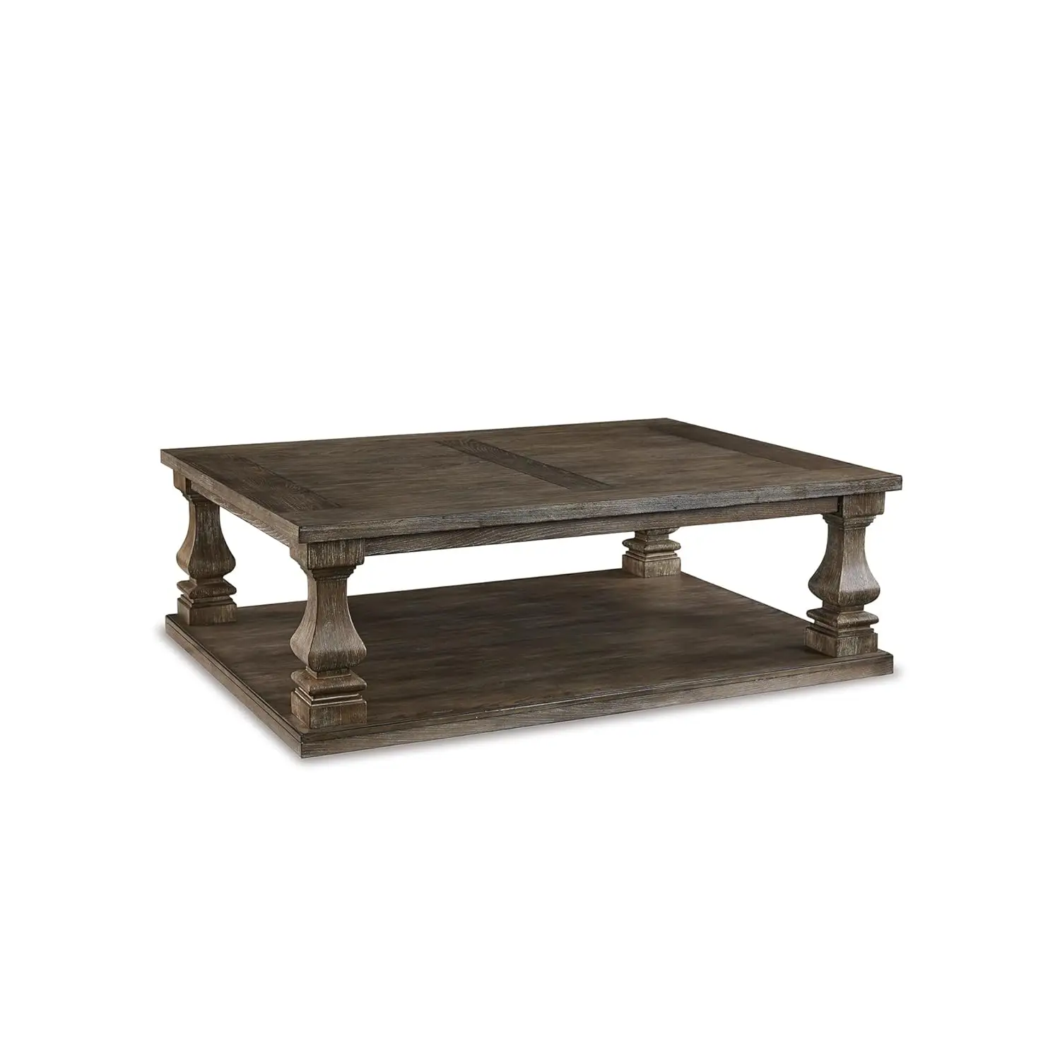 

Farmhouse Coffee Table with Weathered Gray Finish, Gray, Customized