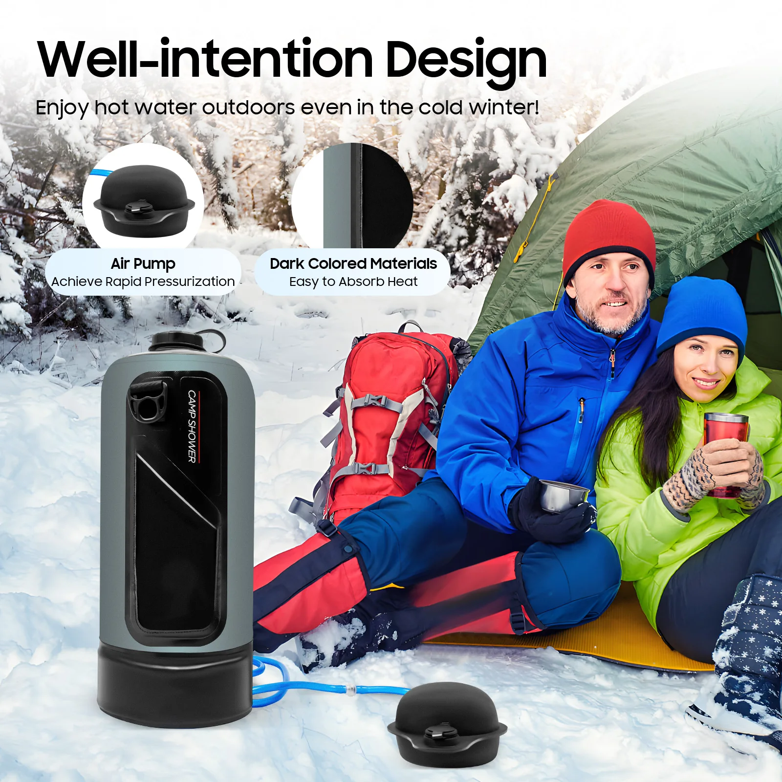 دش التخييم دش بالطاقة الشمسية حديقة دش مع مضخة 3 جالون، 12 لتر، رأس دش محمول وقابل للإزالة خرطوم دش حقيبة #4