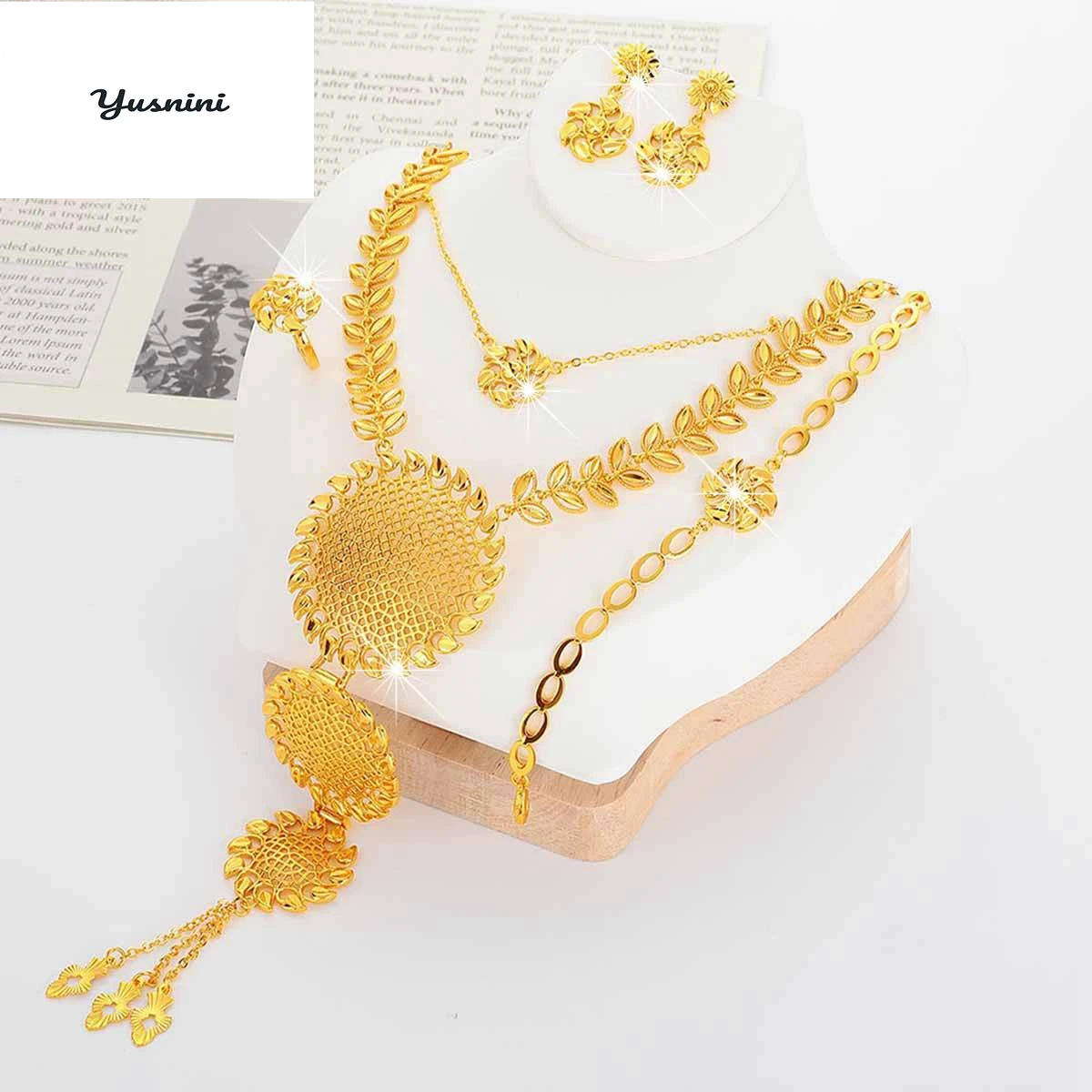 

Fashion 24K Gold Plated Customized Necklace Earrings Rings Bracelets for Couples' Wedding, Christmas Gifts, Jewelry DD10934