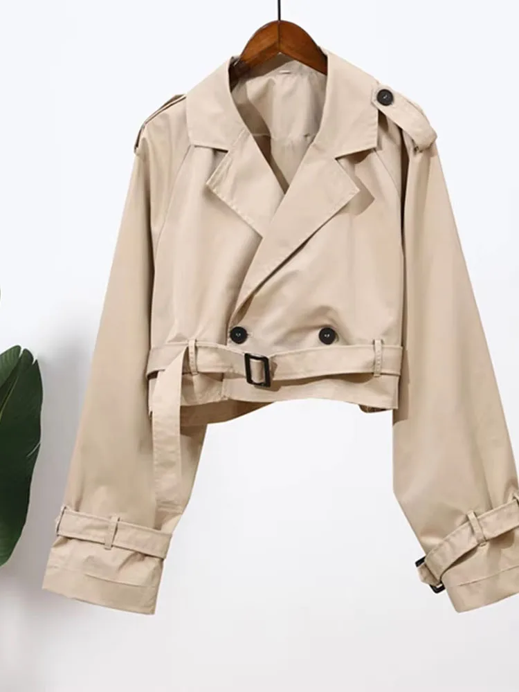Traf-レディースkhakiクロップドコート、長袖コート、シックなトップス、女性のカジュアルウェア、ヴィンテージストリートウェア、単色、秋のファッション、2023