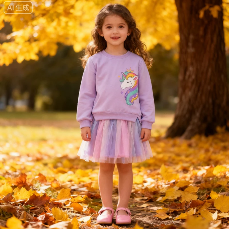 

2026 карнавальный костюм единорога для девочек, весенне-осеннее повседневное платье с длинными рукавами, платье для дня рождения для девочек, рождественское платье