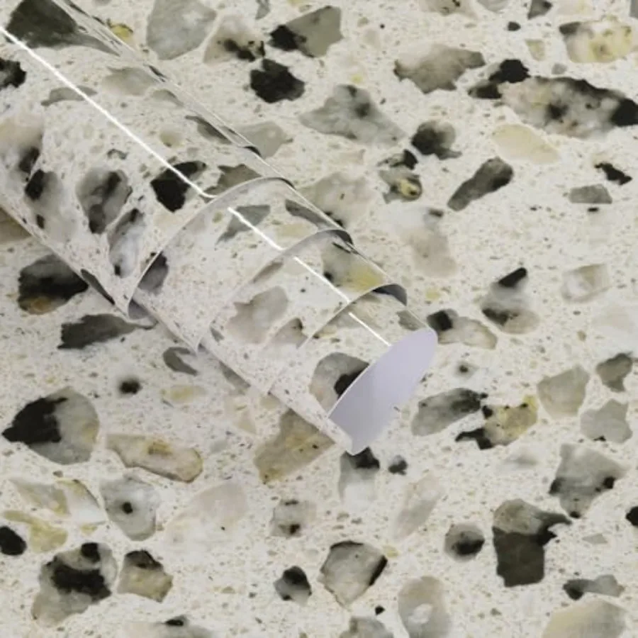 

Etra Wide Terrazzo Contact Paper Thick Contact Paper for Countertops Peel and Stick Marble Wallpaper Glossy Granite Vinyl Wrap