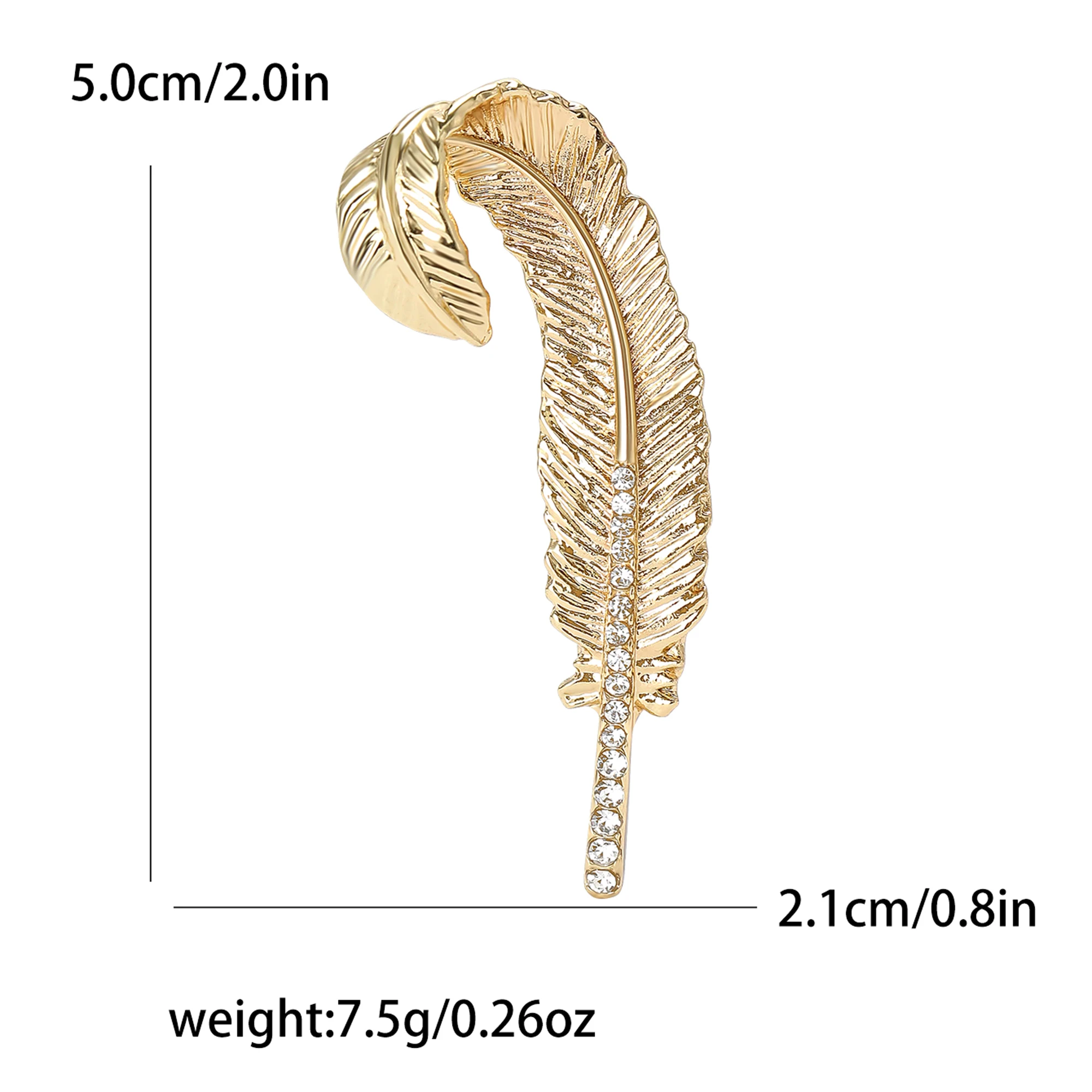 Beaut&Berry Trendy Metal Feather Brooches for Women Lapel Sweater Pins Friends Party New Gifts Banquet Jewellery Accessories