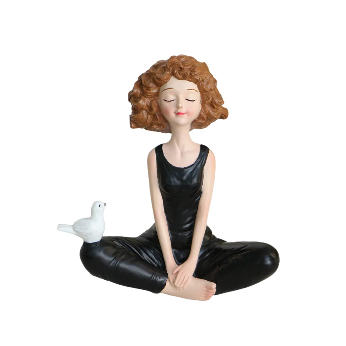 Minimalist Black Girl Statue - Yoga Meditation Decor for Living Room & TV Stand