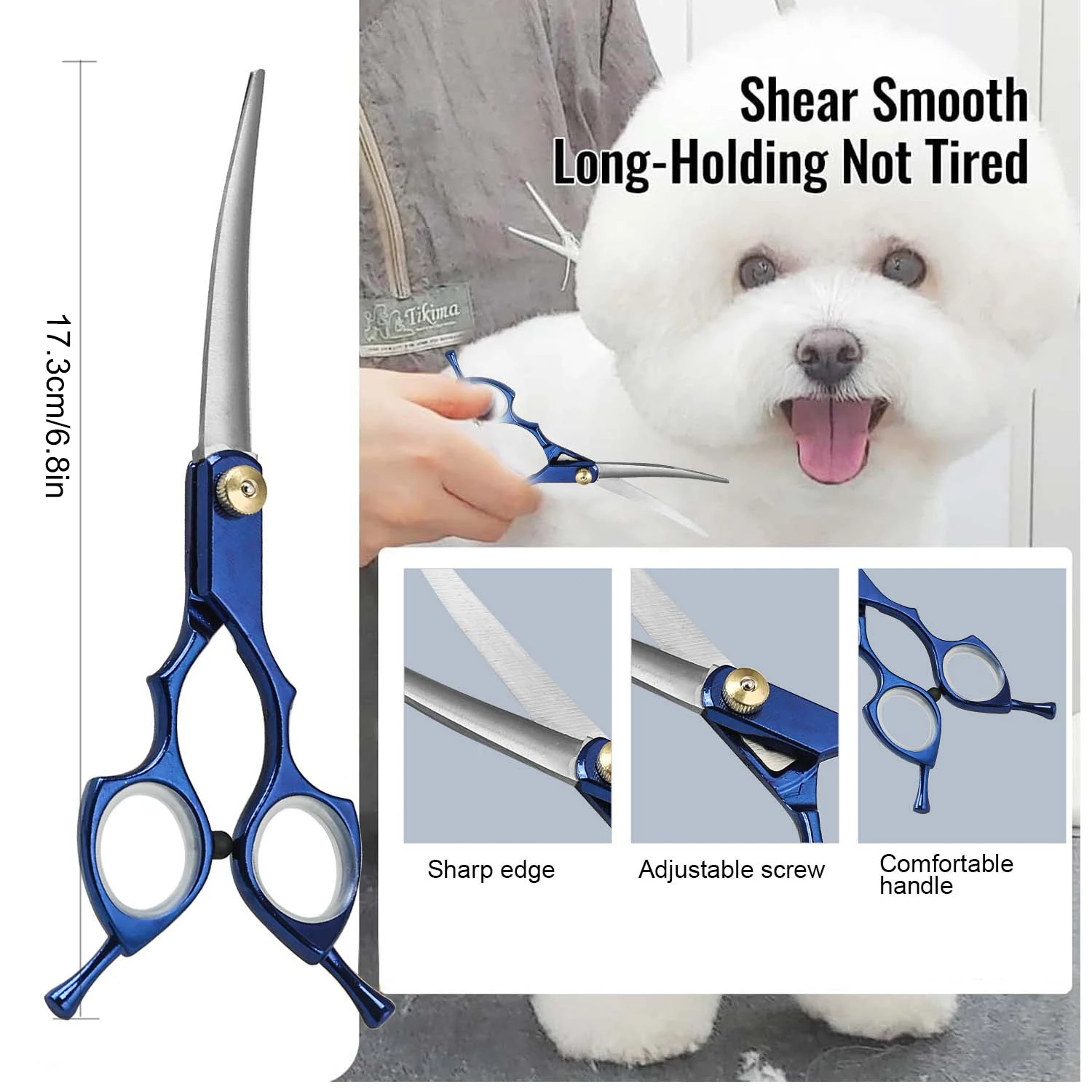 Up Curved Pet Grooming  Scissors Dog Hair Stainless Steel Dog Scissors Pets Shears Animal Cutting Feet Ear Eye Hair Trimming