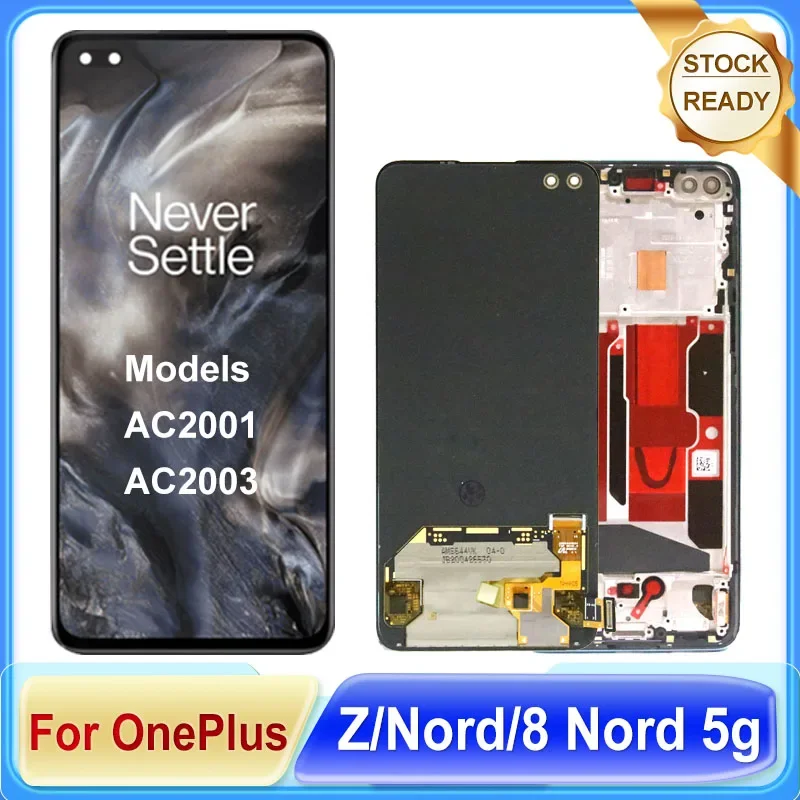 Протестировано 6,44-дюймовый AMOLED для OnePlus Nord/1+ Z, ЖК-дисплей, дигитайзер сенсорного экрана для OnePlus 8 NORD 5G, запасные части для ЖК-дисплея