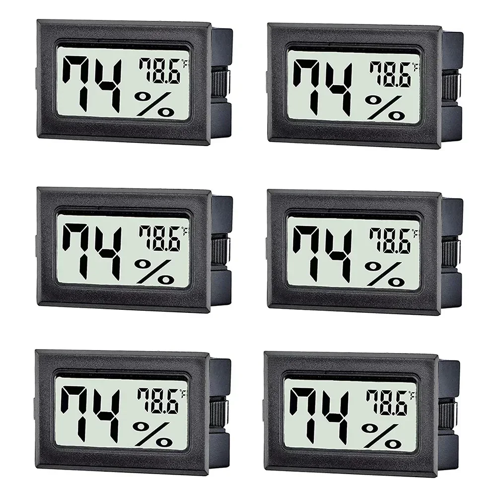 6-Pack Mini Digital Thermometer Hygrometer Temperature Humidity Gauge Meter 2-in-1 Precision Measurement For Greenhouse Garden