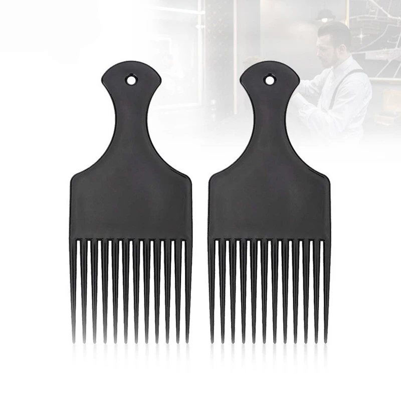 Brede Tanden Borstel Pick Kam Vork Haarborstel Insert Haar Pick Kam Plastic Kammen Voor Krullend Afro Hair Styling Tools Voor vrouwen Mannen