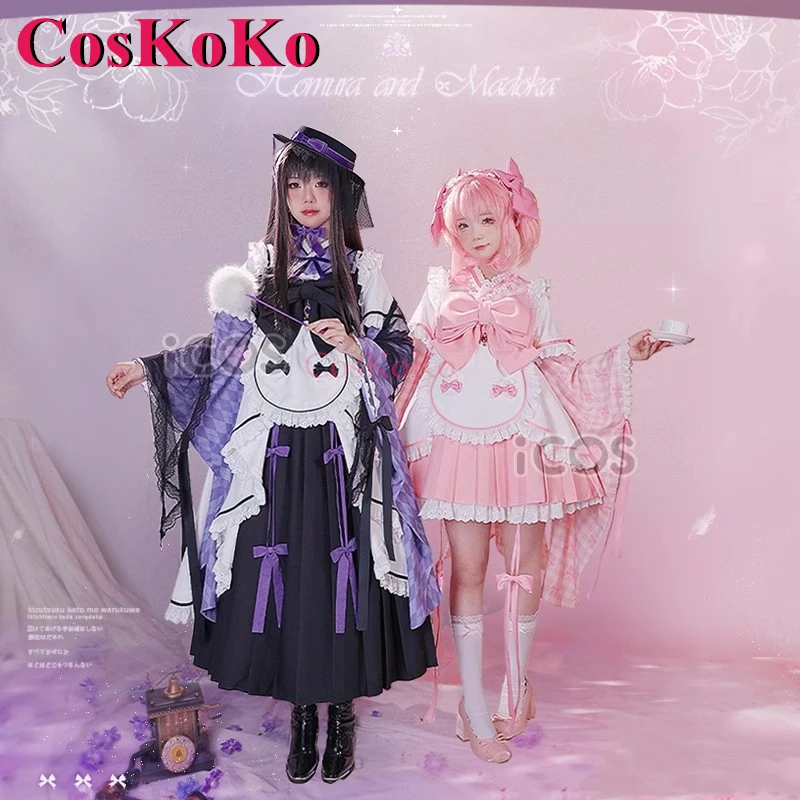 CosKoKo Kaname Madoka Cosplay Puella Magi Madoka Magica Costume Dolce ed elegante rosa Vestito da cameriera Halloween Party Gioco di ruolo Abbigliamento