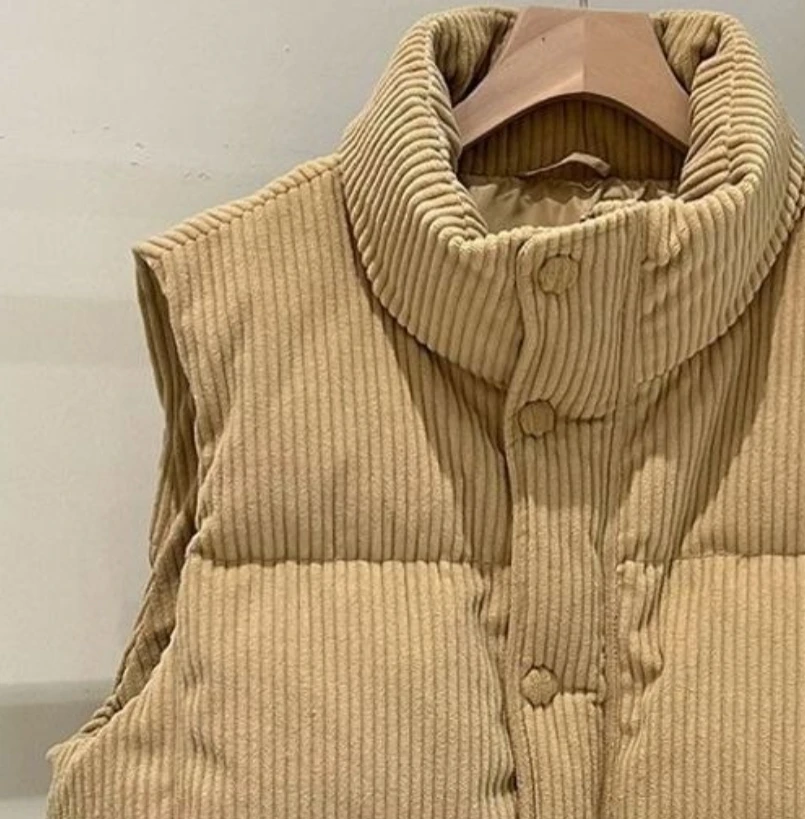 

Женский вельветовый жилет на осень-зиму, милые японские свободные модные майки без рукавов с воротником-стойкой на пуговицах, повседневные универсальные новые пальто