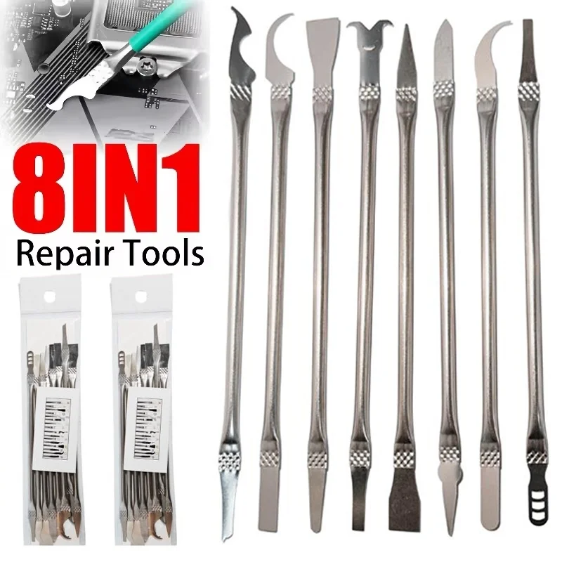8pcs Kit de Herramientas de Reparación de IC Precisión Cuchillas Delgadas de Acero Inoxidable para Eliminación de Adhesivo de Chip CPU Teléfono Laptop Desoldadura