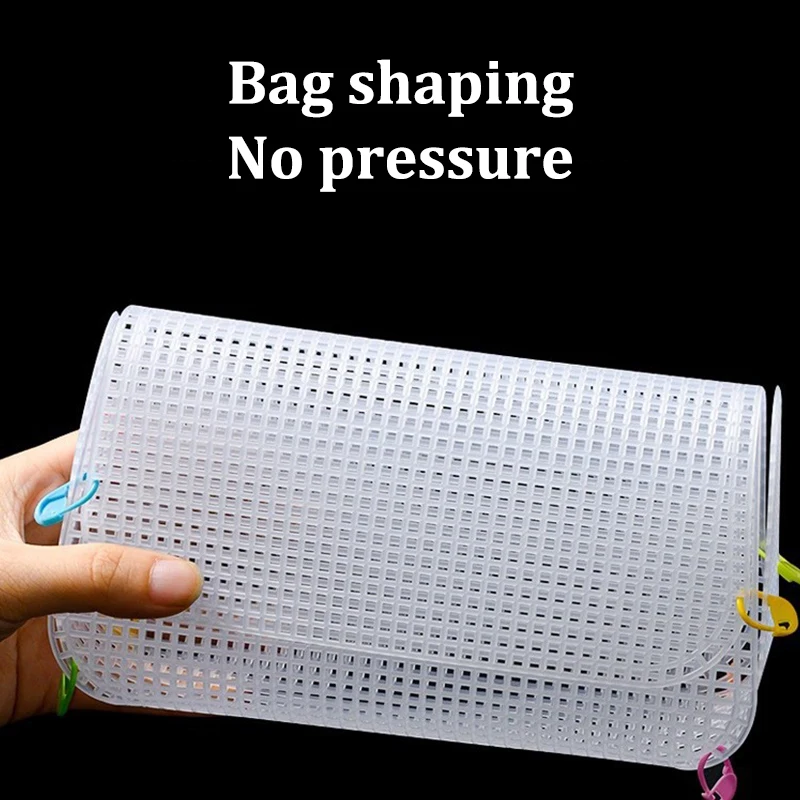 شبكة البلاستيك قماش حقيبة يد شفافة عدة الحياكة حقيبة كتف البلاستيك اليدوية حقيبة قطعة الغزل DIY بها بنفسك الملحقات حقيبة مدمن مخدرات #5