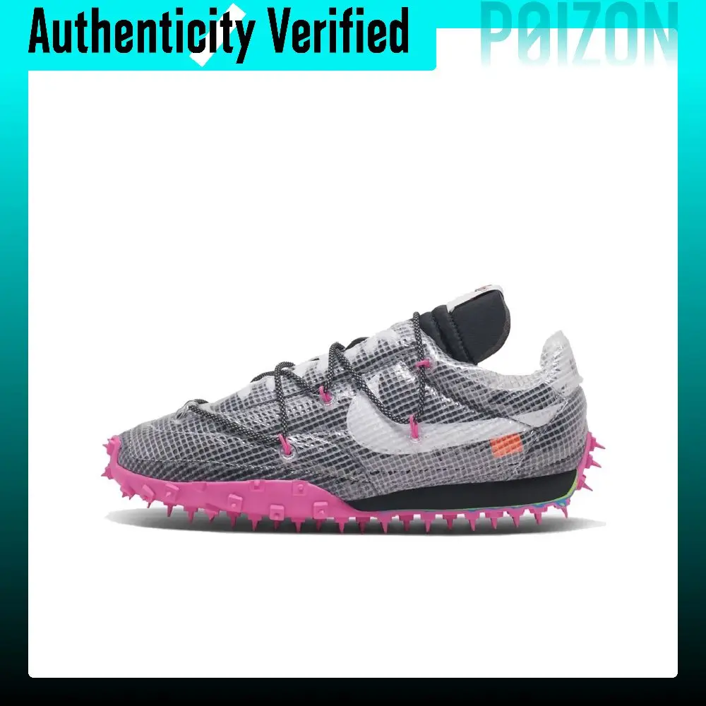 OFF-WHITE X Nike Waffle Racer Casual Shoes Women's Low-top Fuchsia CD8180-001