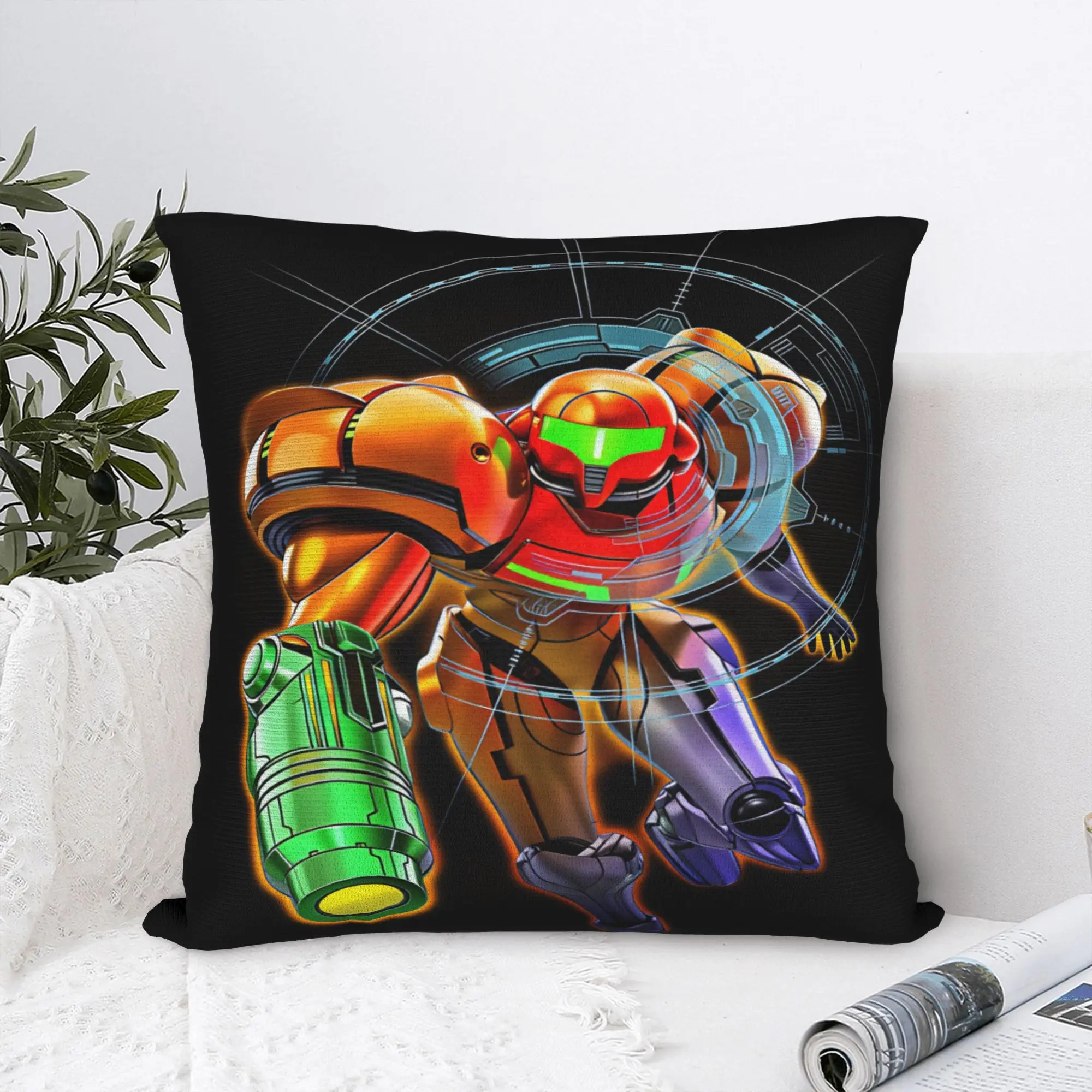 Metroids Hero Game Samus Pillow Case  Soft Pillow Cover Novelty Cushion Cover For Living Room Bed Chair