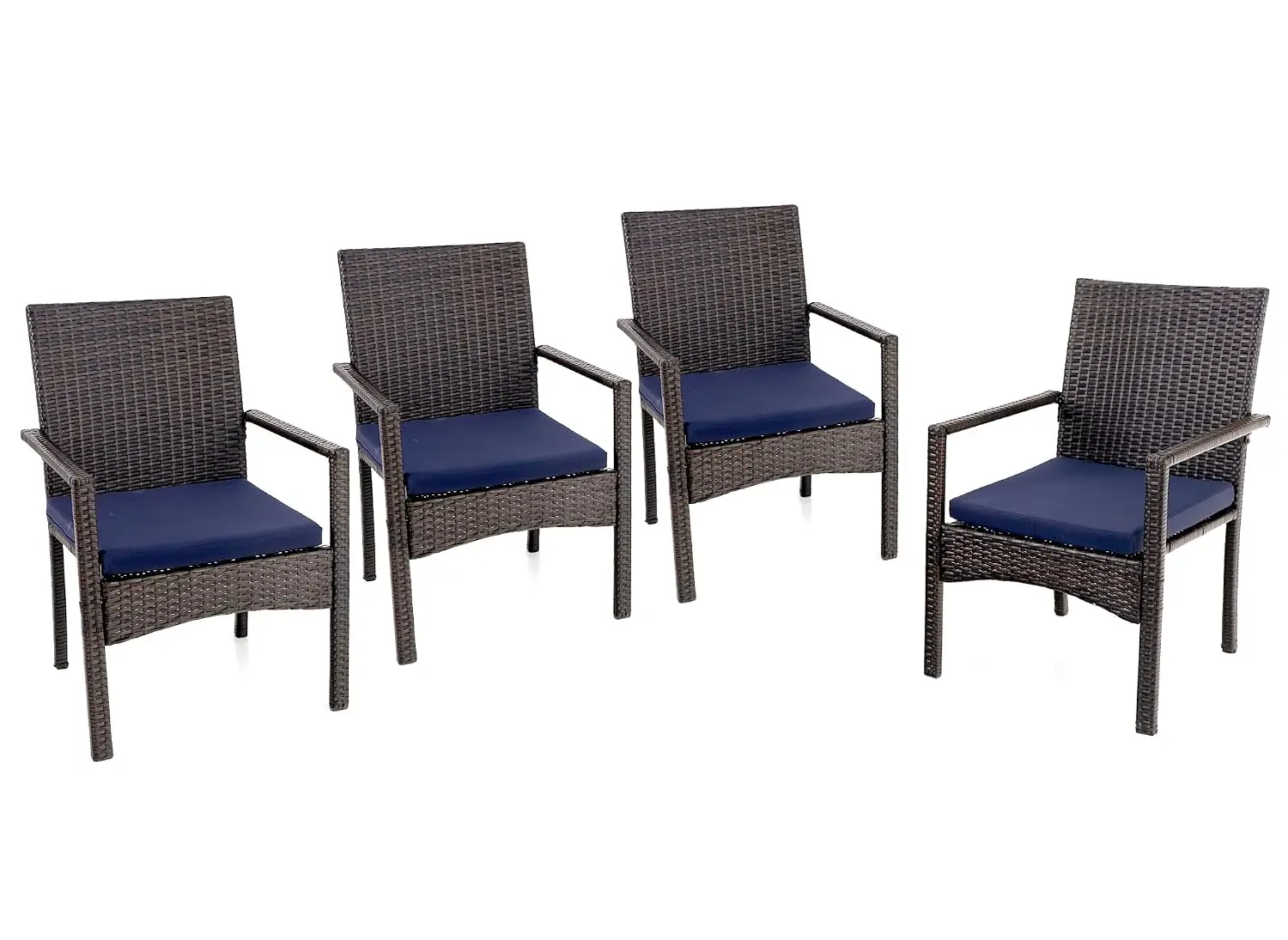 Wicker Patio Dining Chairs Set Of 4 With Removable Cushions, Customized