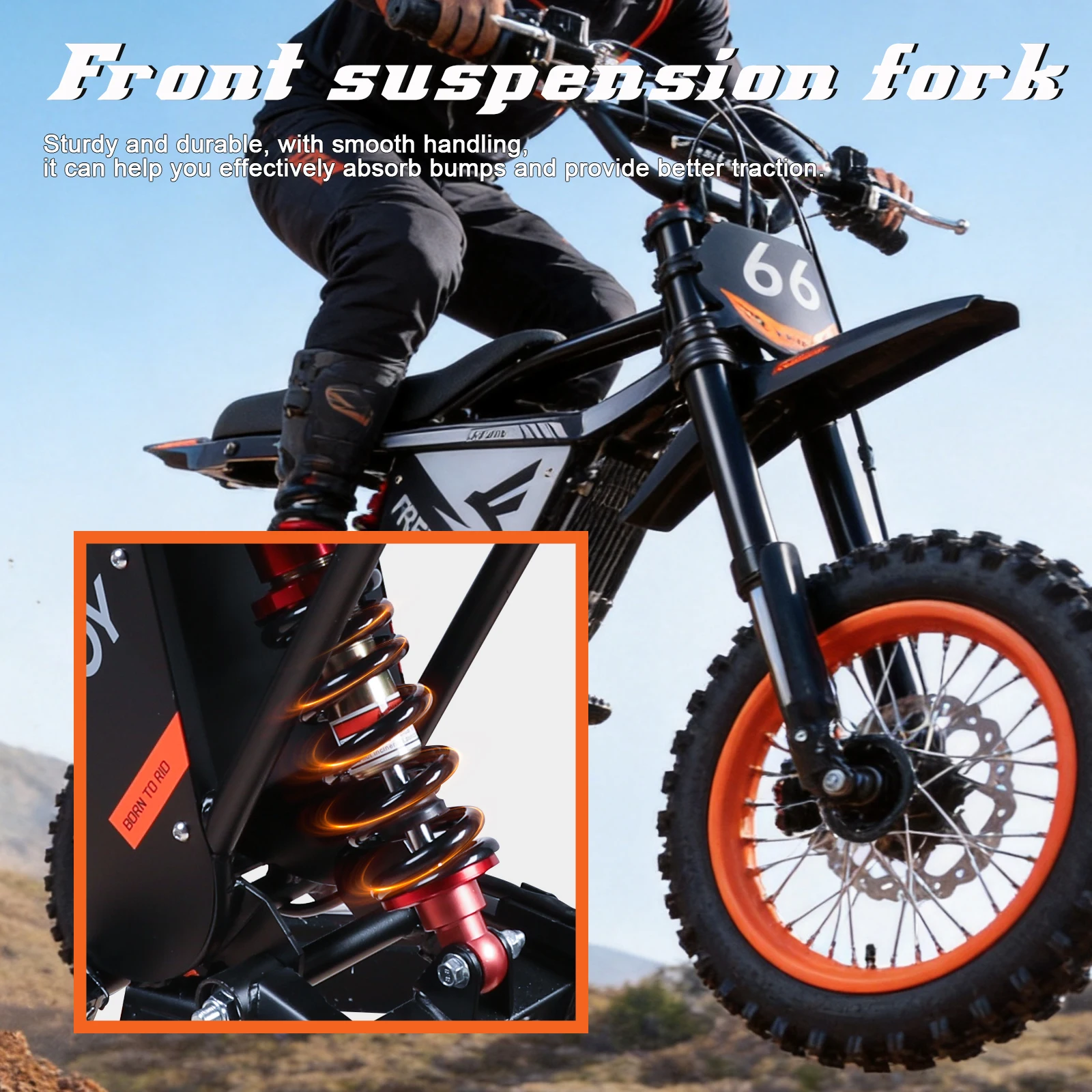 FREEBOY Y66 3000W Electric Dirt Bike for Adults Teens, 34MPH 48V 30Ah Lithium Battery Off-Road Electric Motorcycle, 12/10 Inch Fat Tire E-Bike Moped Scooter, 31-Mile Range 265LBS Load Hydraulic Disc Brake, Beach Snow Mountain, USA Warehouse Fast Shipping