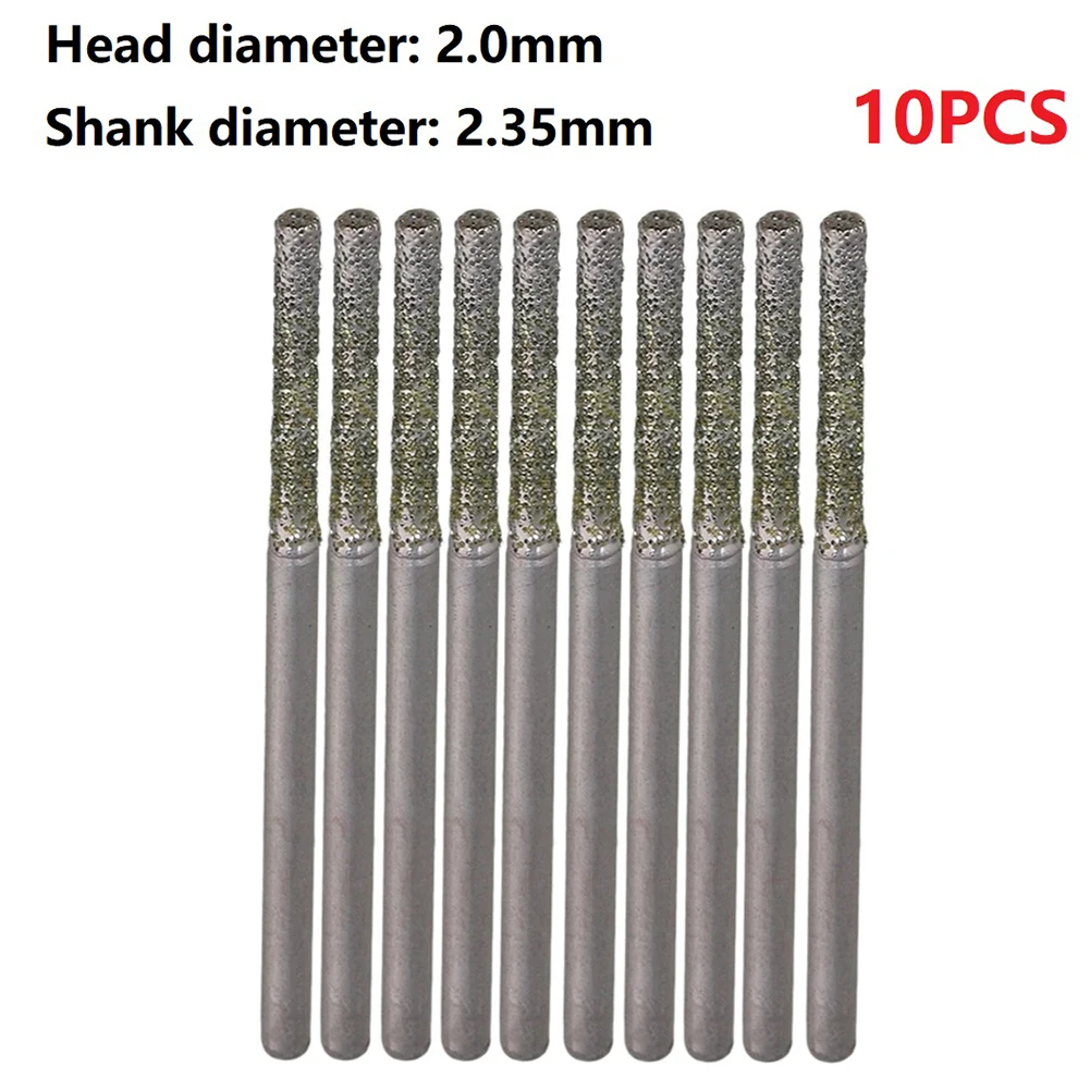 Universal Hole Saw Drill Bits Drill Bits 10pcs 2.35mm Shank 2mm Coated Solid Bits Diamond Gems Drilling Needle Lapidary