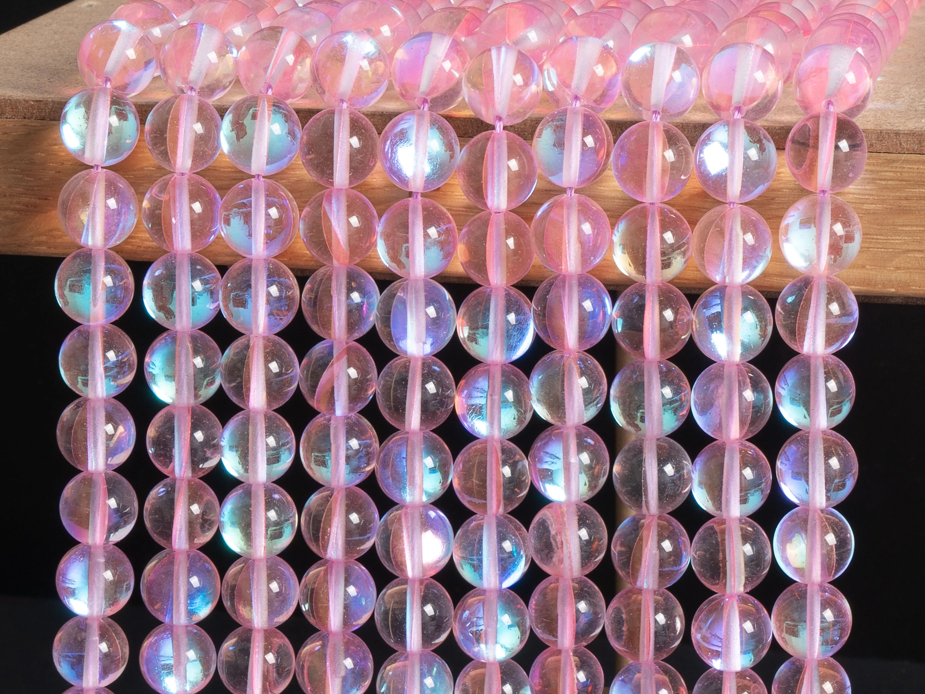 Baby Pink Mystic Aura Quartz Beads Round Loose Beads Round Size Options 6/8/10/12mm for Jewelry Making