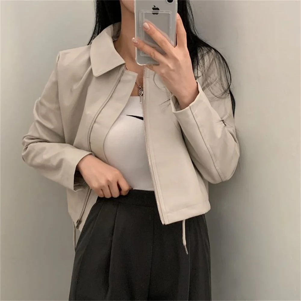 PLAMTEE corea Classic Women PU giacche minimalista primavera Casual Vintage 2023 New Office Lady Loose Mujer High Street Chic cappotti