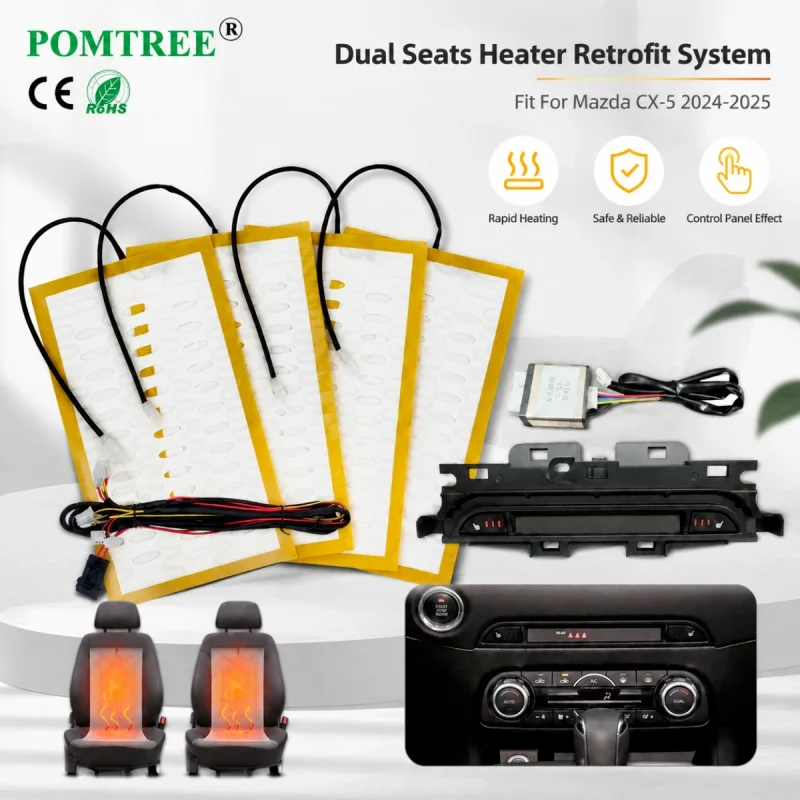 Built-in Car Seat Heating System Kit Fit For Mazda CX-5 2024-2025,Including Dedicated Switch Alloy Wire Heating Pads,Fit 2 Seats