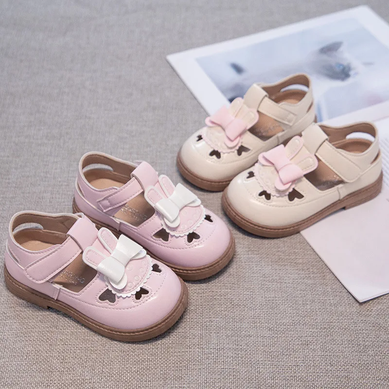 

Kids'Casual Shoes Love Bow Solid Color PU Leather Fashion Spring Shoes For Girls Anti-slip White Pink Shoes Size 21-32